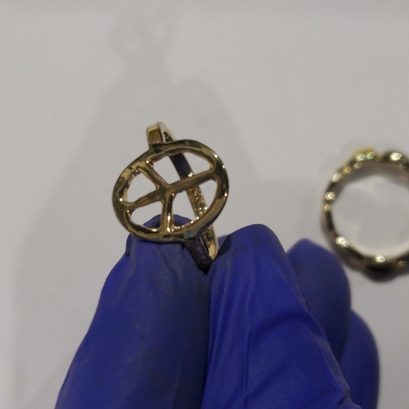 Set of 3 Gold Tone Sparking Cross, Peace Symbol Colorful Rings - Women's Jewelry - Picture 6 of 8